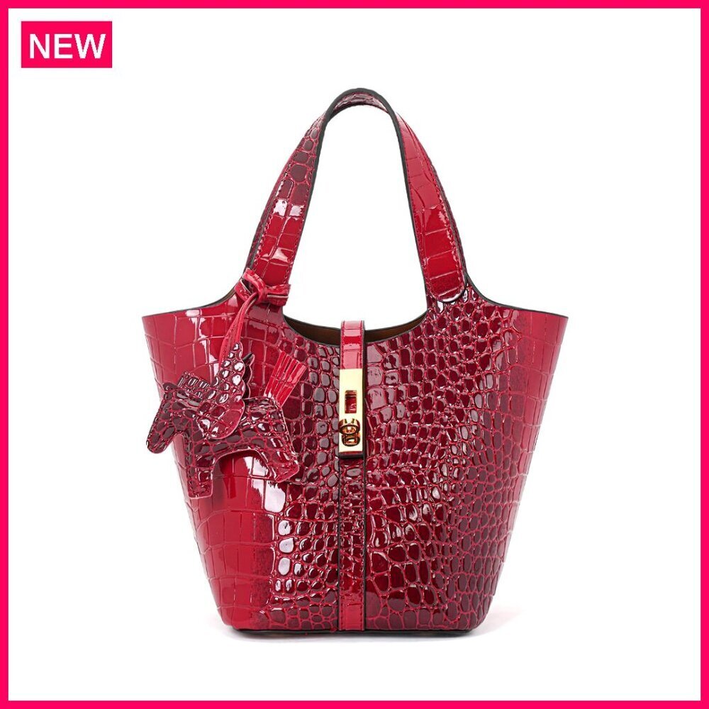 Faux Leather Tote Satchel Shoulder Bag with Detachable Purse 9.85x7.86x6.30